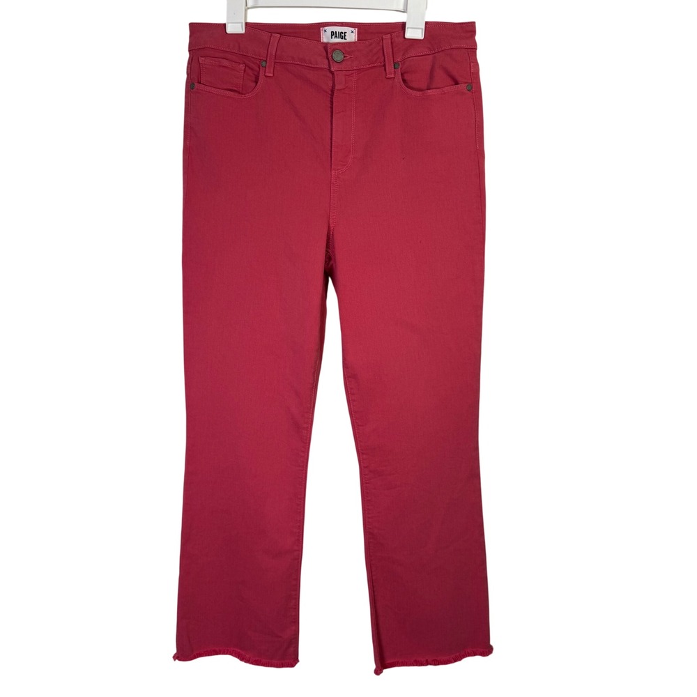 PAIGE Womens Jeans 32 Relaxed Rory Crop Pink Denim High Waisted Frayed‎ Hem 14